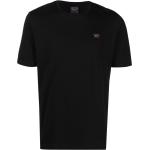 Camisetas negras de algodón de manga corta manga corta con cuello redondo con logo PAUL & SHARK para hombre 