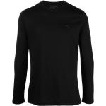 Camisetas negras de algodón de cuello redondo manga larga con cuello redondo con logo Armani Emporio Armani talla S para hombre 