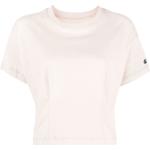 Camisetas orgánicas rosas de sintético de manga corta manga corta con cuello redondo con logo Champion talla L de materiales sostenibles para mujer 