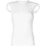 Camisetas blancas de algodón de manga corta rebajadas manga corta con cuello redondo trenzadas Dion Lee con trenzado talla XS para mujer 