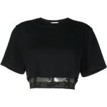 Camisetas negras de poliamida de manga corta manga corta con cuello redondo de encaje Alexander McQueen talla XXL para mujer 