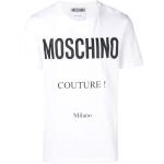 Camisetas blancas de algodón de manga corta rebajadas manga corta con cuello redondo con logo MOSCHINO Couture para hombre 
