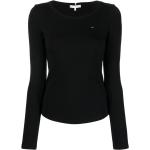 Camisetas negras de viscosa de cuello redondo manga larga con cuello redondo con logo Tommy Hilfiger Sport talla XL para mujer 