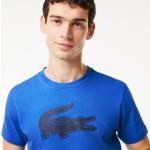 Camisetas deportivas azul marino de poliester manga corta con cuello redondo transpirables de punto Lacoste talla XS para hombre 