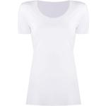 Camisetas orgánicas blancas de lino de manga corta manga corta con cuello redondo WOLFORD para mujer 