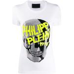 Camisetas blancas de algodón de manga corta rebajadas manga corta con cuello redondo con logo Philipp Plein talla S para mujer 