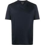 Camisetas azules de algodón de manga corta rebajadas manga corta con cuello redondo con logo Armani Giorgio Armani para hombre 