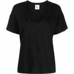 Camisetas negras de lino de manga corta manga corta PAULA para mujer 