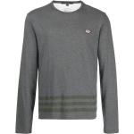 Camisetas grises de algodón de cuello redondo manga larga con cuello redondo con logo Gucci talla M para hombre 