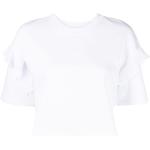 Camisetas blancas de poliester de manga corta rebajadas manga corta con cuello redondo con volantes para mujer 