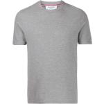 Camisetas grises de algodón de cuello redondo manga corta con cuello redondo con rayas Thom Browne para hombre 