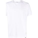 Camisetas blancas de algodón de manga corta manga corta con cuello redondo con rayas Thom Browne asimétrico para hombre 