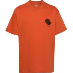 Camisetas estampada orgánicas naranja de algodón manga corta con cuello redondo con logo Carhartt Work In Progress de materiales sostenibles para hombre 