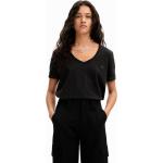 Camisetas negras de algodón de manga corta manga corta Desigual Pico talla XL para mujer 