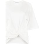 Camisetas fruncidas blancas de viscosa rebajadas con cuello redondo Ambush para mujer 