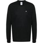 Camisetas negras de poliester de cuello redondo manga larga con cuello redondo con logo Nike talla S de materiales sostenibles para hombre 