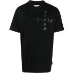 Camisetas negras de algodón de manga corta rebajadas manga corta con cuello redondo góticas con logo Philipp Plein para hombre 