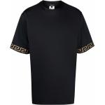 Camisetas estampada negras de sintético manga corta con cuello redondo con logo VERSACE para hombre 