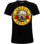 Camiseta Guns N Roses Logo Rose y Revólver Símbolo original de la banda. Producto bajo licencia. Negro. Unisex. Tallas para niños., Negro , 9-11 Años