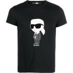 Camisetas orgánicas negras de algodón de manga corta manga corta con cuello redondo con logo Karl Lagerfeld de materiales sostenibles para hombre 