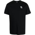 Camisetas orgánicas negras de algodón de cuello redondo manga corta con cuello redondo Karl Lagerfeld de materiales sostenibles para hombre 