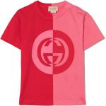 Camisetas rojas de algodón de algodón infantiles con logo Gucci 