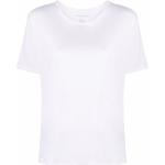Camisetas blancas de lino de manga corta rebajadas manga corta con cuello redondo Majestic Filatures para mujer 