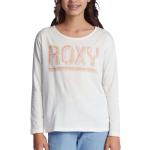 Camisetas marrones de algodón de manga larga infantiles informales con logo Roxy de materiales sostenibles para niña 