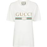 Camisetas blancas de algodón de manga corta manga corta con cuello redondo con logo Gucci para mujer 