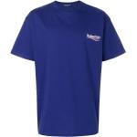 Camisetas estampada azules de algodón tallas grandes con cuello redondo con logo Balenciaga para hombre 