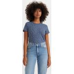 Camisetas azules de algodón de cuello redondo rebajadas con cuello redondo vintage LEVI´S talla L para mujer 