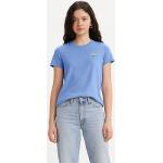 Camisetas azules de algodón de cuello redondo rebajadas con cuello redondo informales con logo LEVI´S talla XS para mujer 