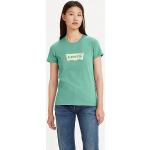 Camisetas verdes de algodón de cuello redondo con cuello redondo informales con logo LEVI´S talla XS para mujer 