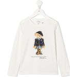Camisetas blancas de algodón de manga larga infantiles de punto Ralph Lauren Lauren para niña 