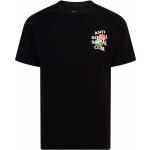 Camisetas negras de algodón de manga corta manga corta con cuello redondo con logo con motivo de rosa talla L para hombre 
