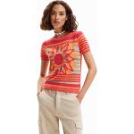 Camisetas naranja de algodón de manga corta manga corta con cuello redondo floreadas Desigual talla XS para mujer 