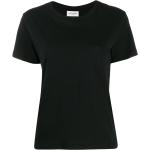 Camisetas negras de algodón de manga corta manga corta con cuello redondo Saint Laurent Paris para mujer 