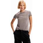 Camisetas negras de algodón de manga corta manga corta con cuello redondo Desigual talla M para mujer 