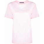 Camisetas rosas de algodón de manga corta rebajadas manga corta con cuello redondo con logo Alberta Ferretti talla S para mujer 