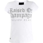 Camisetas blancas de poliester de manga corta rebajadas manga corta con cuello redondo con logo Philipp Plein para mujer 