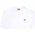 Camisetas blancas de algodón de cuello redondo manga corta con cuello redondo con logo Diesel para mujer 