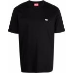Camisetas negras de algodón de cuello redondo manga corta con cuello redondo con logo Diesel talla S para mujer 