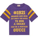 Camisetas moradas de algodón de algodón infantiles con logo Gucci 8 años 