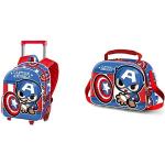 Mochilas escolares azules rebajadas Capitán América con ruedas infantiles 