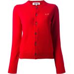 Cárdigans rojos de lana manga larga con cuello redondo de punto Comme des Garçons PLAY para mujer 