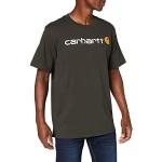 Camisetas marrones de manga corta rebajadas manga corta con cuello redondo con logo Carhartt talla XS para hombre 