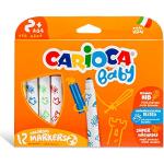 Carioca Baby Valorous Markers 2+ | Rotuladores Super Lavables para Bebés a Partir de 2 años, Punta Redondeada y Colores Surtidos, 12 Uds.