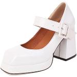 Zapatos blancos de charol con plataforma con tacón hasta 3cm oficinas talla 40 para mujer 