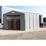 TOOLPORT Carpa almacén 8x12 m - altura lateral de 4,0 m con entrada con cremallera y claraboyas, PVC 850, gris, con Estática (para hormigón) - (94071)
