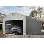 TOOLPORT Carpa garaje 5x10 m con entrada 4,1x2,5 m, PVC 850, gris, con Estática (para suelos blandos) - (99415)